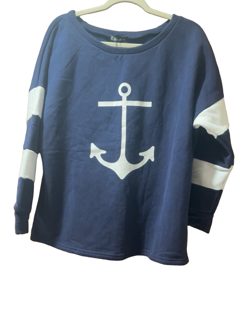 Navy Anchor Graphic size large Sweatshirt - Anchor Print
